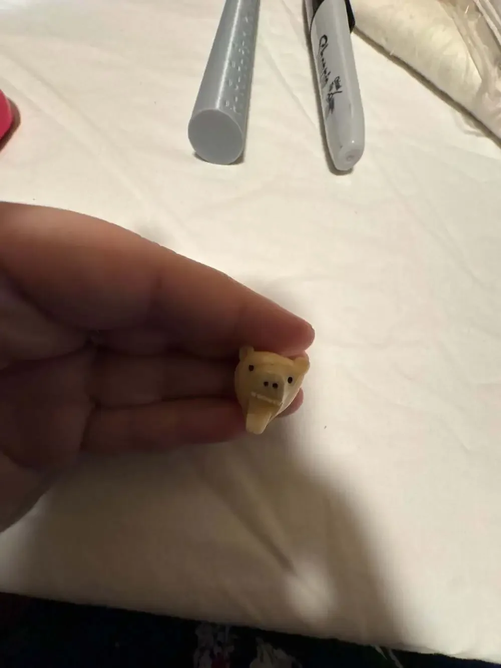 Vintage Hand-Carved Bone Polar Bear Lapel Pin